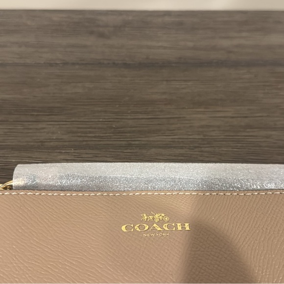 Coach Tan and Silver Wristlet